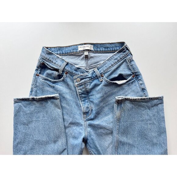 ABERCROMBIE & FITCH High Rise Criss Cross Straight Leg Dad Jeans, Size 29/8 - Picture 12 of 16